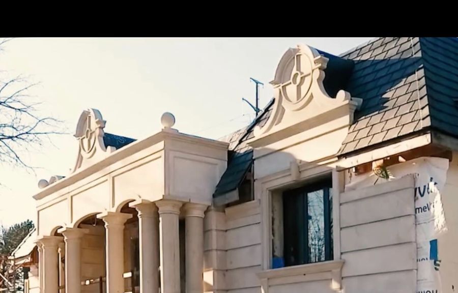 Architectural precast columns, balustrades and pediments on a completed estate in Mississauga